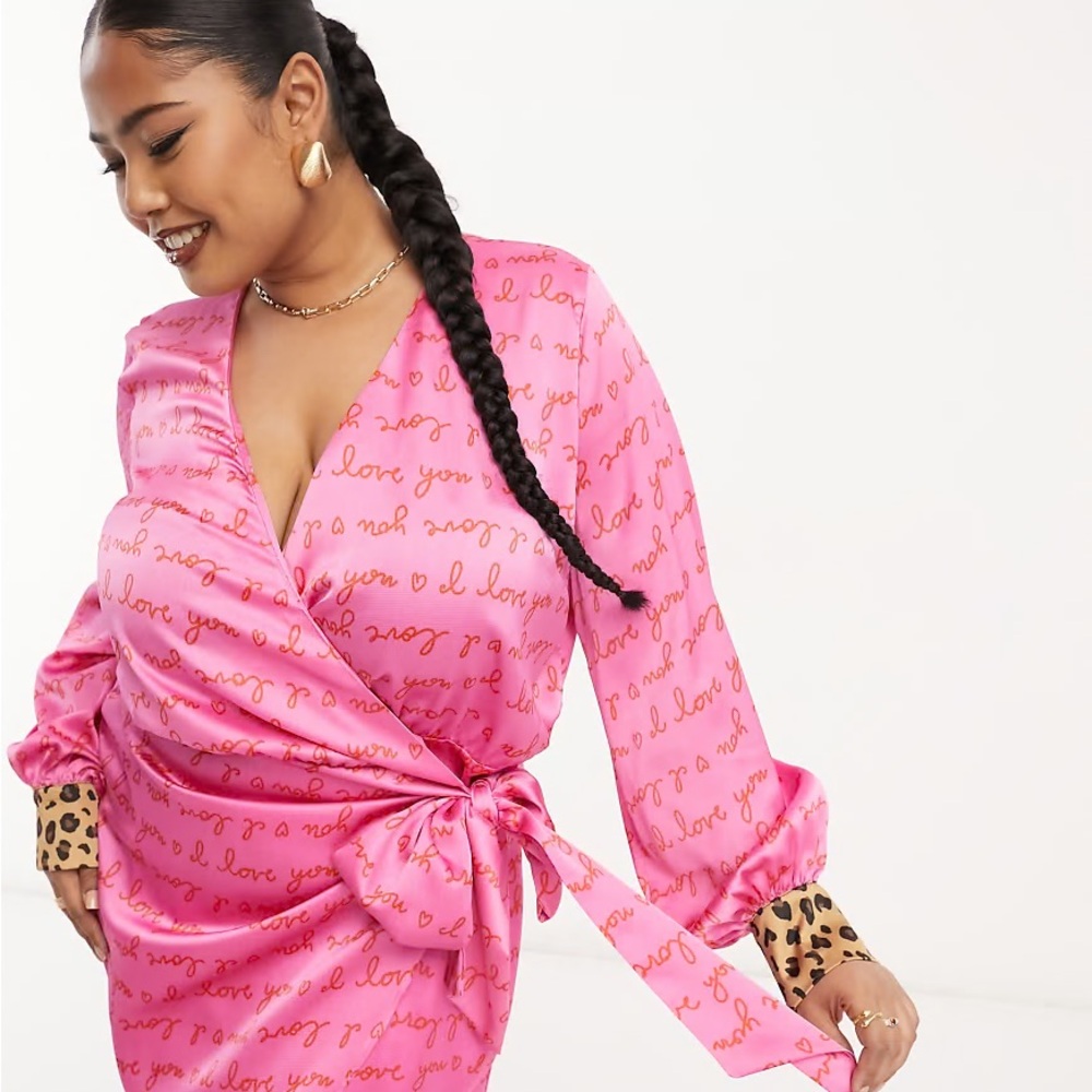 Never Fully Dressed Pink Script Wrap Dress